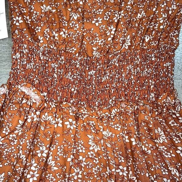 Jessica Simpson Floral Button Down Smock Waist Tunic Skirt Top, Girls L (10) - Picture 3 of 11